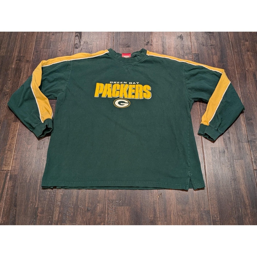 Green Bay Packers Shirt Mens XL Green Yellow NFL‎ Football Long Sleeve Crewneck